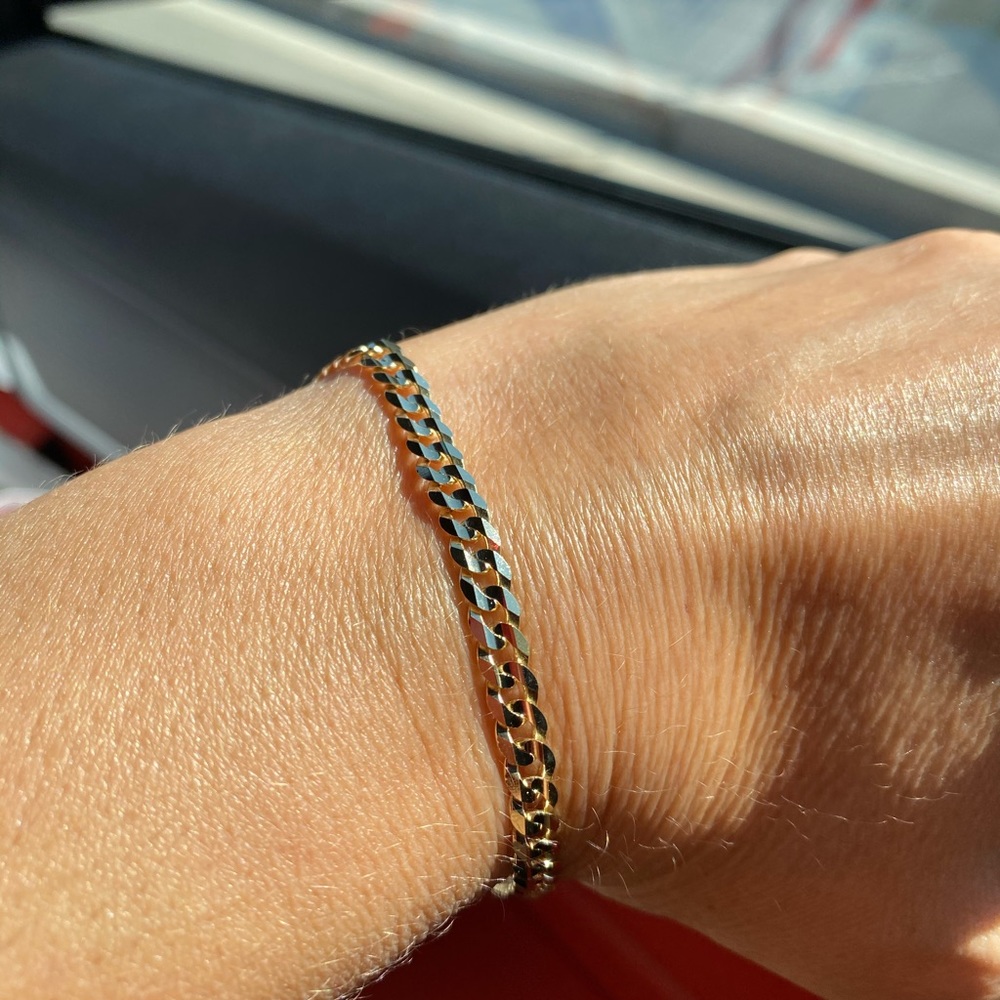 5mm 14k yellow gold Cuban concave Bracelet 7.5" - Picture 5 of 8